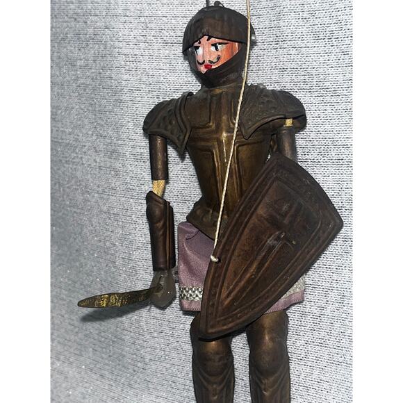 VTG Italian Marionette | Roman Soldier | Brass Plastic Wood | Hand Painted Face - Picture 4 of 7
